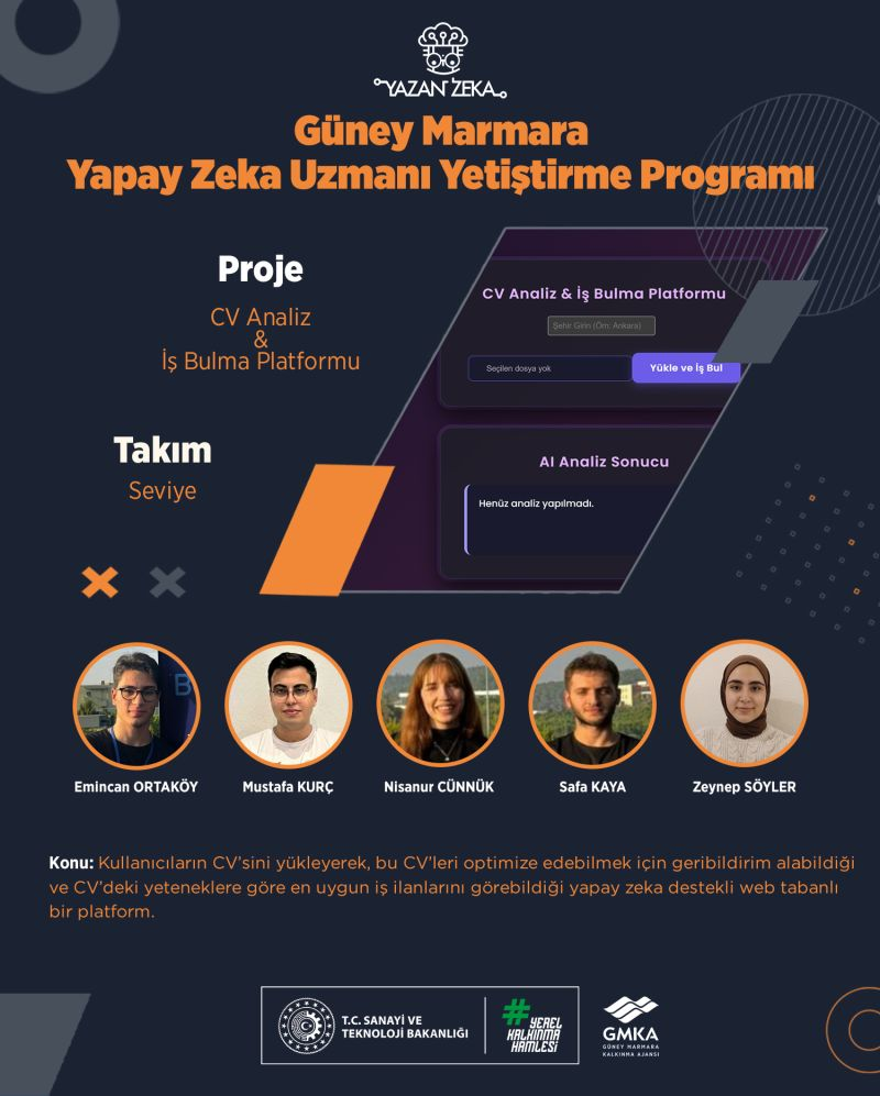 Güney Marmara Yapay Zeka Uzmanı Yetiştirme Programı - CV Analiz ve İş Bulma Platformu